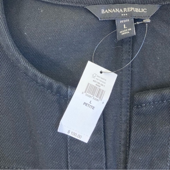 Banana Republic Factory Split Neck Mini Dress Black Safari Minimalist Sz LP NWT - Picture 11 of 13